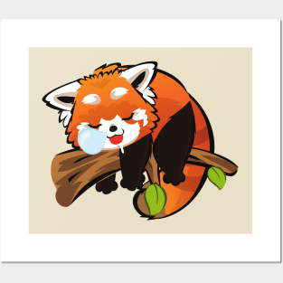 Sleeping Baby Red Panda Posters and Art